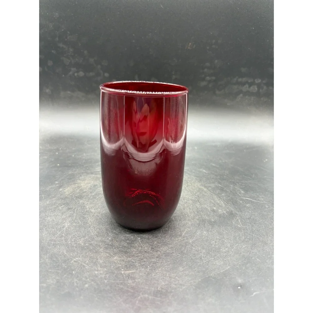 Vintage Ruby Red Glass Tumbler 4.25 Inch Cranberry Juice Water Glass